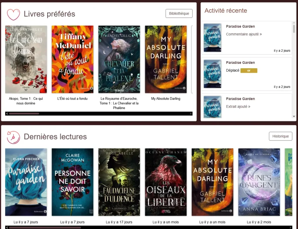 booknode application de suivi de lecture profil